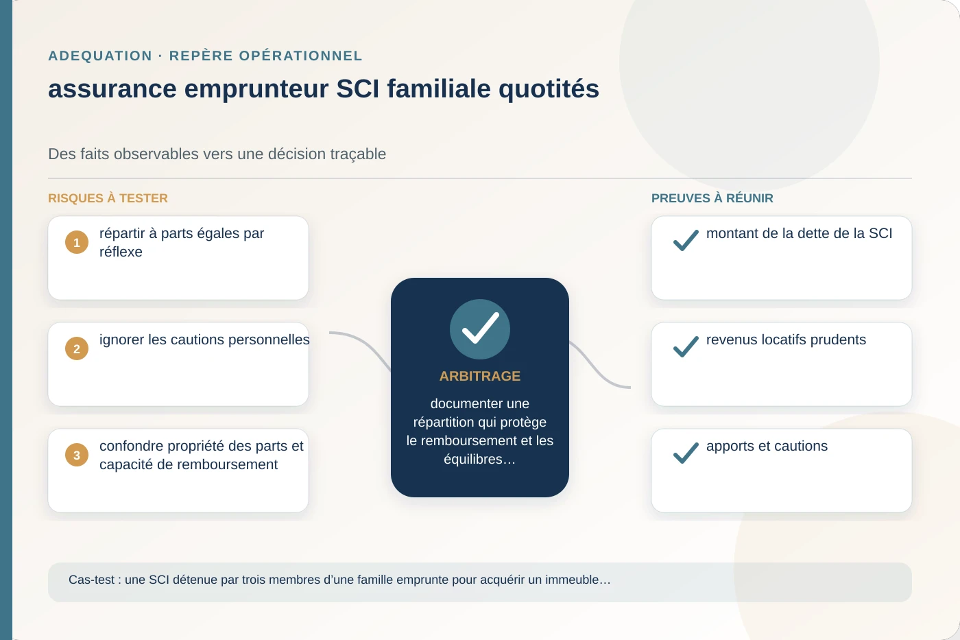 Analyse structurée de assurance emprunteur SCI familiale quotités